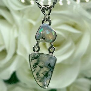 Ethiopian Opal & Moss Agate 925 Sterling Silver